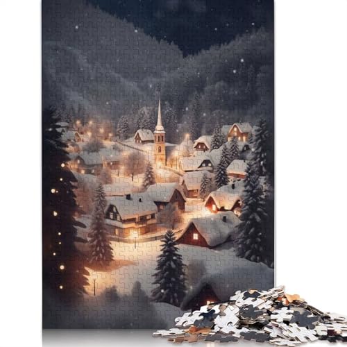 Winterlandschaftsdorf-Puzzles für Erwachsene, 1000-teiliges Puzzle für Teenager ab 12 Jahren, 1000 Teile (75 x 50 cm) von GQmoney