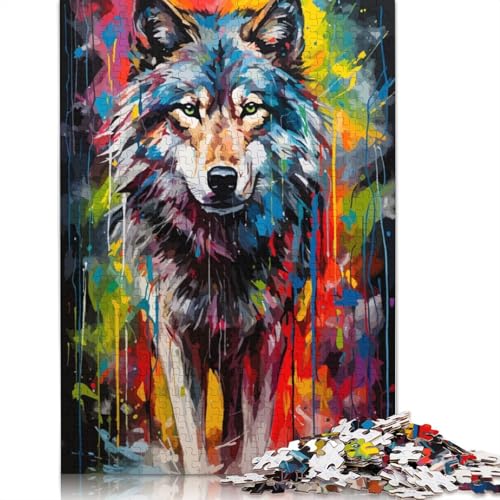 Wolf-Gemälde-Poster-Puzzle, 520 Teile, für Erwachsene, kreative Spiele, Puzzlespiele für Erwachsene, für Jungen oder Mädchen, 520 Teile (52 x 38 cm) von GQmoney