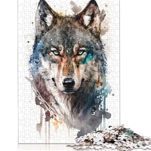 Wolf im Aquarell-Puzzle für Erwachsene, kreative Spiele, Puzzle-Geschenk für Jungen oder Mädchen, 520 Teile (52 x 38 cm) von GQmoney