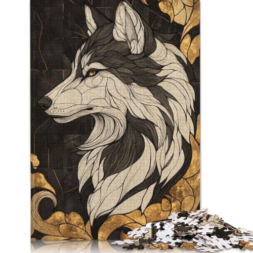 Wolf im Goldrahmen, Puzzlespielzeug für Erwachsene, Lernspiel, Puzzlespiele für Erwachsene für Frauen und Männer, 520 Teile (52 x 38 cm) von GQmoney