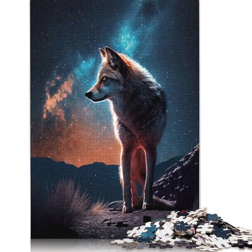 Wolf unter der Milchstraße, Puzzle für Erwachsene, Premium-Puzzle aus 100% recyceltem Brett, Problemlösungspuzzles für Erwachsene und Kinder, 1500 Teile (85 x 57 cm) von GQmoney