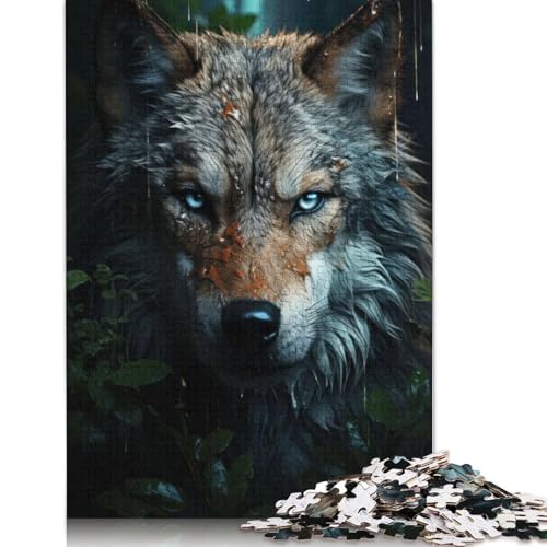 Wolfsporträt-Puzzle für Erwachsene und Kinder. Skurriles Herausforderungsspielzeug, Lernspiel, Heimdekoration für Erwachsene und Kinder ab 14 Jahren, 1000 Teile (75 x 50 cm) von GQmoney