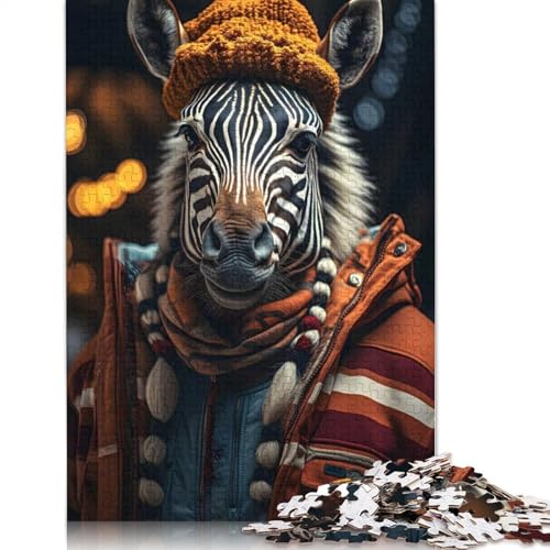 Zebras Striped Cheer 1000-teiliges Puzzle für Teenager, Geschenke, Papierpuzzle, Puzzle für Erwachsene, Lernspiele für Zuhause, DIY-Spielzeug, 1000 Teile (75 x 50 cm) von GQmoney