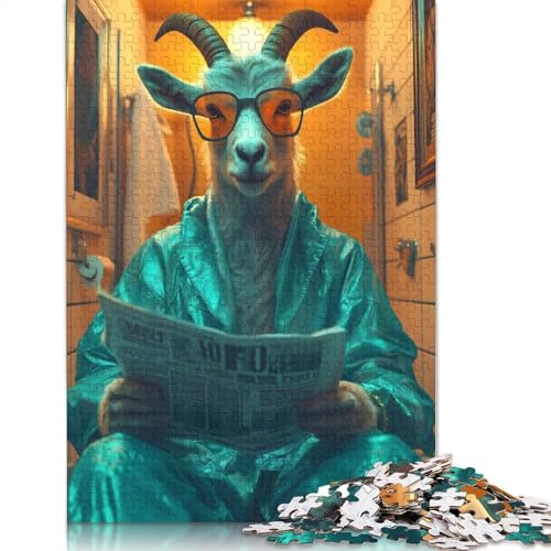 Ziege im Badezimmer-Puzzle, 1000 Teile, Papierpuzzle für Erwachsene und Teenager, Familienspiel, 1000 Teile (75 x 50 cm) von GQmoney