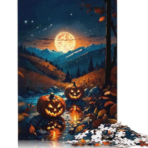 Zwei Halloween-Kürbisse, Puzzles mit 1000 Teilen, Papierpuzzles für Erwachsene und Teenager, Familienspiel, 1000 Teile (38 x 26 cm) von GQmoney