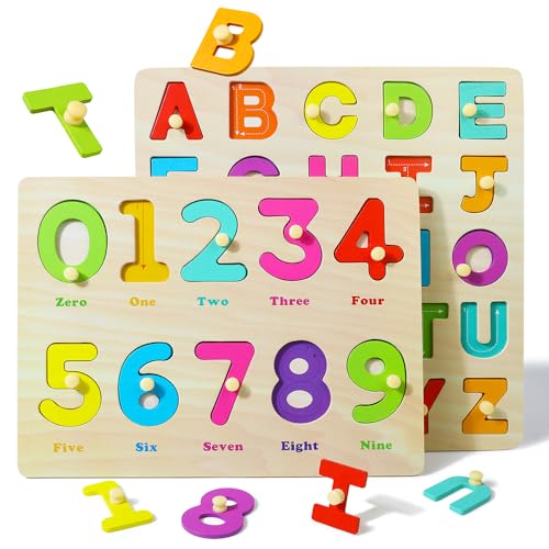 GRINNNIE Kleinkindpuzzle für 1 2 3 Jahre alt, Holzalphabet Zahlen Peg Puzzles für Vorschulkinder Alter 2-4, tolles Lernpuzzle-Spielzeug, 1. Geburtstagsgeschenk für Mädchen Jungen GRINNNIE Kleinkindpuzzle für 1 2 3 Jahre alt, Holzalphabet Zahlen Peg Puzzles für Vorschulkinder Alter 2-4, tolles Lernpuzzle-Spielzeug, 1. Geburtstagsgeschenk für Mädchen Jungen von GR GRINNNIE