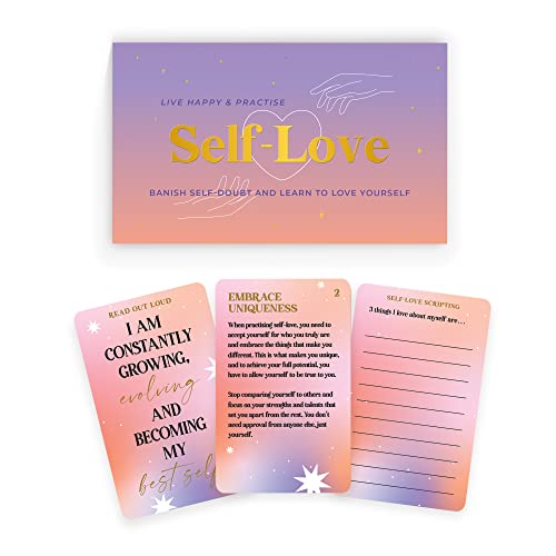 Gift Republic Live Happy & Practice Self Love – 100 Karten-Pack, um Vertrauen und Selbstakzeptanz aufzubauen. von GR Gift Republic