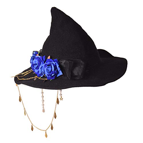 GRACEART Damen Filzwolle Hexenhut mit Zahnrädern Strickmütze Halloween Zauberermütze Karneval Hut Kopfbedeckung (Style-08) von GRACEART