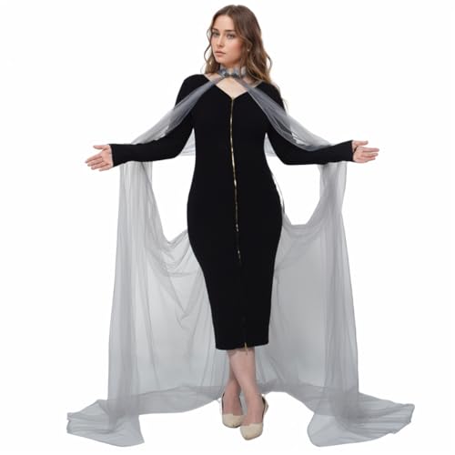 GRACEART Damen Umhang Wraps Cape Elfe Mäntel Elfenkönigin Prinzessin Halloween Kap Bridal (grau, Halsumfang：S) von GRACEART