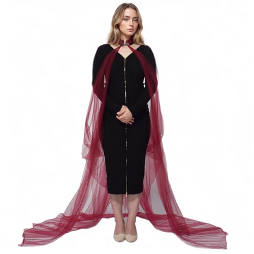 GRACEART Damen Umhang Wraps Cape Elfe Mäntel Elfenkönigin Prinzessin Halloween Kap Bridal (rot, Halsumfang：S) von GRACEART