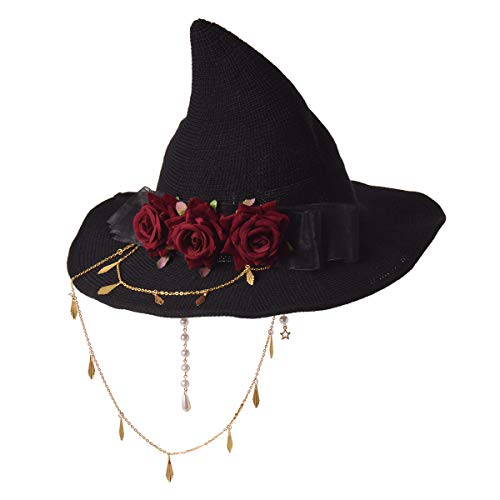 GRACEART Frauen Filz Wolle Hexenhut mit Zahnrädern Strickmütze Halloween Wizard Cap Karneval Hut Kopfbedeckung (style02) von GRACEART
