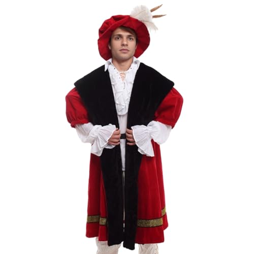 GRACEART König Henry VIII Tudor Herrenkostüm Medieval King Kostüme Adult (Small) von GRACEART