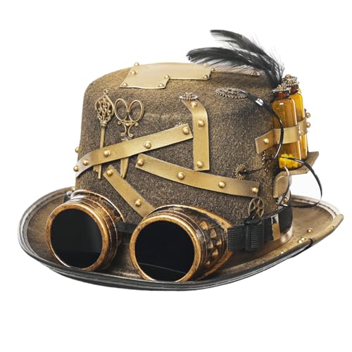 GRACEART Steampunk Hut Vintage Zahnräder und Nieten Hut Steampunk Zylinder von GRACEART