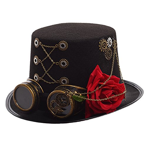 GRACEART Unisex Steampunk Hut Steampunk Zylinder Hut für Männer oder Frauen (DE/NL/SE/PL, Alphanumerisch, M, Style-01) von GRACEART