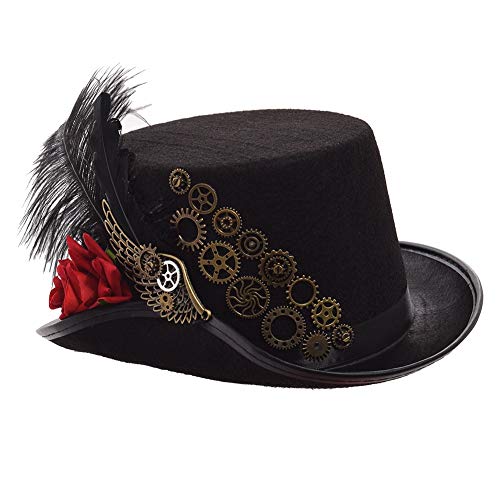 GRACEART Unisex Steampunk Hut Steampunk Zylinder Hut für Männer oder Frauen (DE/NL/SE/PL, Alphanumerisch, M, Style-23) von GRACEART