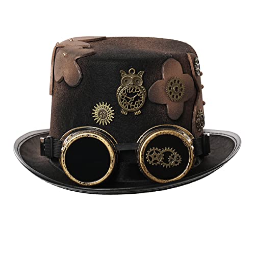 GRACEART Unisex Steampunk Hut Steampunk Zylinder Hut für Männer oder Frauen (DE/NL/SE/PL, Alphanumerisch, M, Style-22) von GRACEART