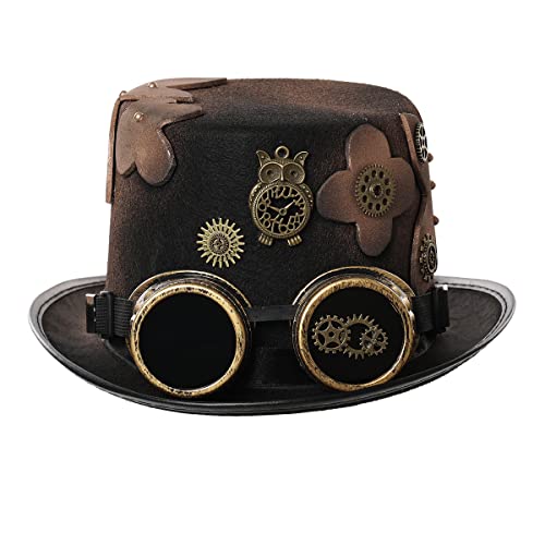 GRACEART Unisex Steampunk Hut Steampunk Zylinder Hut Steampunk Hut für Männer oder Frauen (DE/NL/SE/PL, Alphanumerisch, M, Style-22) von GRACEART