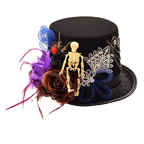 GRACEART Unisex Steampunk Hut Steampunk Zylinder Hut für Männer oder Frauen (DE/NL/SE/PL, Alphanumerisch, M, Style-05) von GRACEART