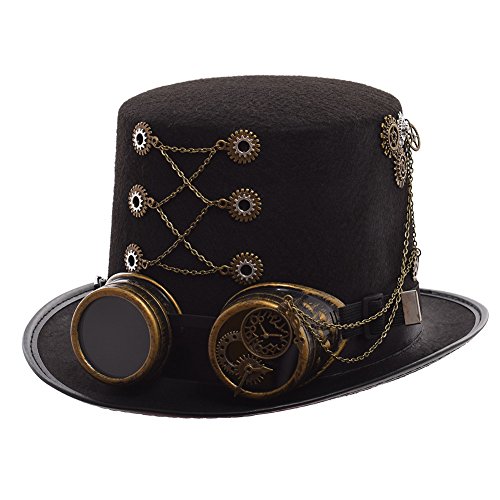 GRACEART Zauberkasten Steampunk Zylinder Hut Steampunk Herren and Steampunk Damen with Goggles, Gear Decoration von GRACEART