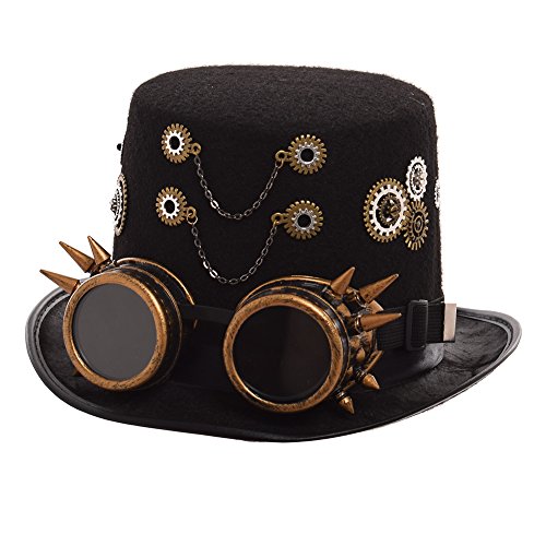 GRACEART Zauberkasten Steampunk Zylinder Hut Steampunk Herren and Steampunk Damen with Goggles, Gear Decoration von GRACEART