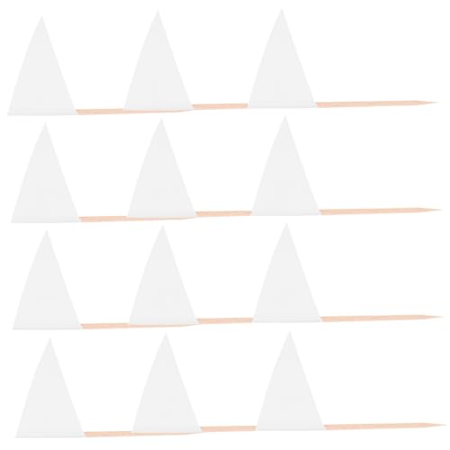 GRADENEVE 100 Stück Weiße Zahnstocherflaggen Dreieckig mit Stiel Stabile Befestigung Sichere Lebensmittelqualität für Partydekoration Cupcake Topper Obst und Snackkennzeichnung von GRADENEVE