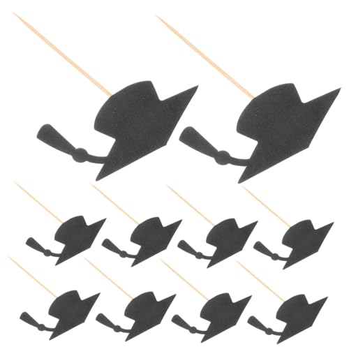 GRADENEVE 24 Stück Teiliges Graduation Party Cake Topper Schwarze Abschlusskappen Cupcake Dekorationen Vielseitig Einsetzbar für Kuchen Nachhaltige Materialien für Abschlussfeiern und von GRADENEVE