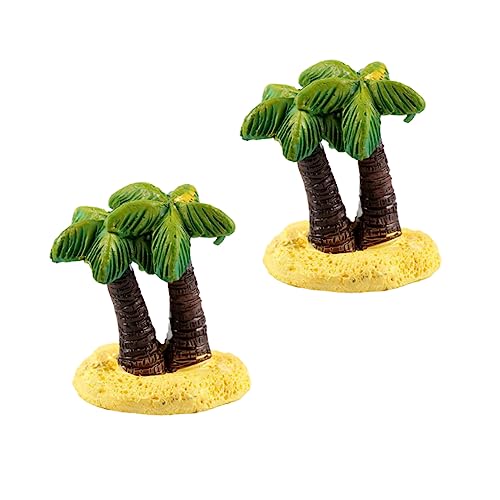 GRADENEVE 2pcs Miniatur Coconut Baum für Kuchen Dekorationen Grün Gelb Moos Sukkulenten Landschaft Dekoration von GRADENEVE