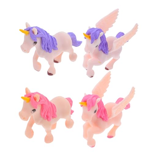 GRADENEVE 4 Stück Teiliges Mini Einhorn Figuren Langlebige Kompakte Miniatur Modelle aus Hochwertigem Material als Feengarten Deko Bonsai Zubehör und Terrarium Schmuck Bunte Einhorn von GRADENEVE