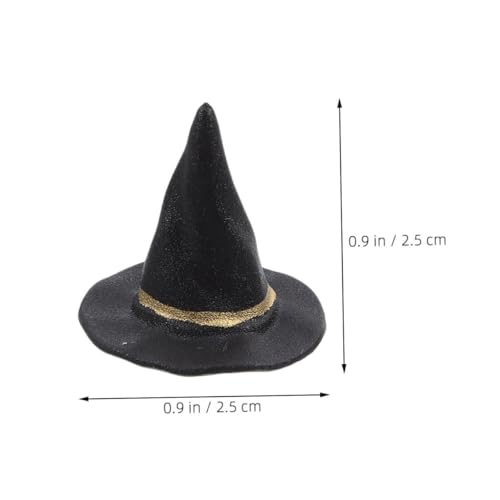 GRADENEVE 40 Stück Mini Hexenhüte Schwarz Kunststoff Miniatur Hexenhut DIY Halloween Party Dekoration Mini Hexenhut Zubehör für Elfen Gnome Puppen Zubehör von GRADENEVE