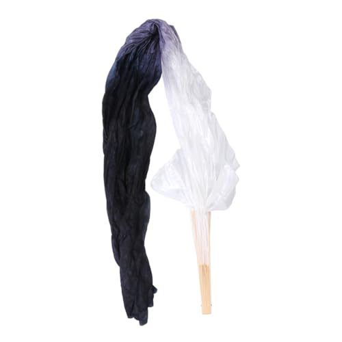 GRADENEVE Verlängerter Bauchtanz Fächer mit Seidenschleier Leichter Holz Flexibler Tanzfächer Farbverlauf Weiß--schwarz für Damen Bühnenperformance GRADENEVE Verlängerter Bauchtanz Fächer mit Seidenschleier Leichter Holz Flexibler Tanzfächer Farbverlauf Weiß--schwarz für Damen Bühnenperformance von GRADENEVE