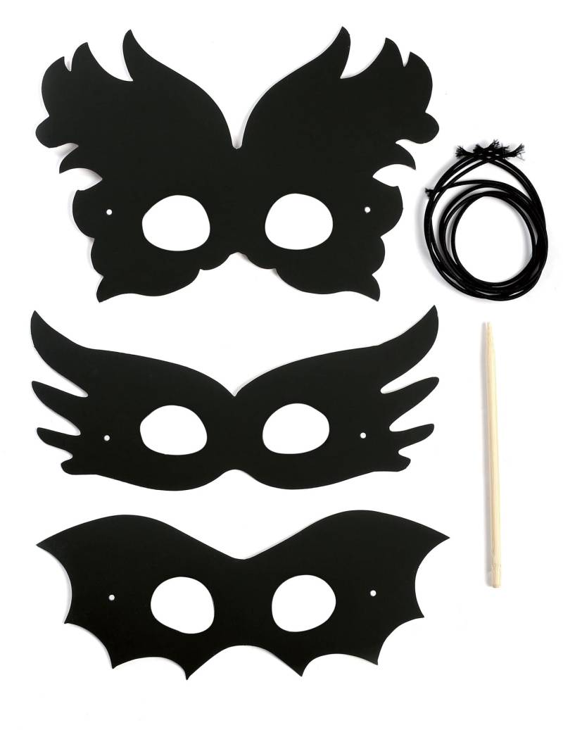 3 Kratzmasken aus Pappe Bastelset für Kinder Karneval von GRAINES CREATIVES