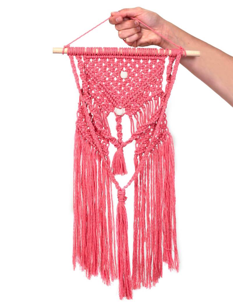 DIY Makramee Wandbehang Kit Rosa 30 x 50 cm Boho Baumwolle von GRAINES CREATIVES