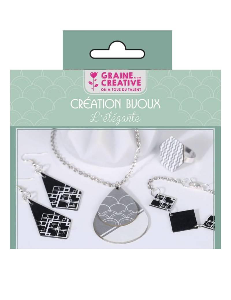 DIY Schmuck-Bastelset Elegantes Set in Schwarz + Silber von GRAINES CREATIVES