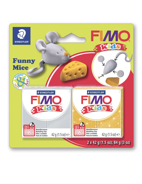 Fimo Kids Knete Set Maus 2 Blöcke von GRAINES CREATIVES