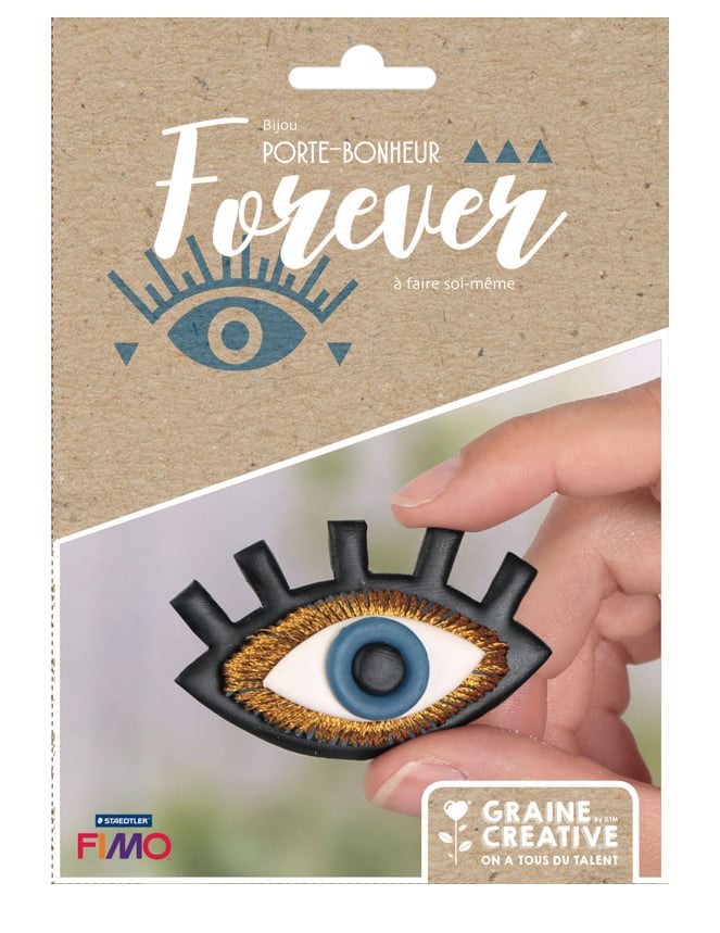Fimo Schmuck-Bastelset Glücksbringer Augen-Broschen von GRAINES CREATIVES