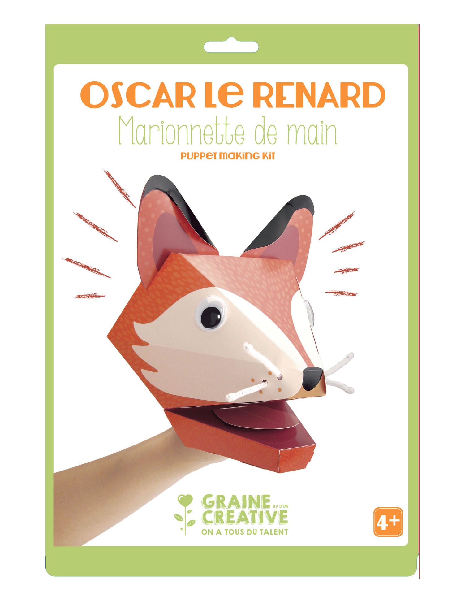Oscar der Fuchs - Papp-Handpuppe zum Selberbasteln (20,5 x 29 cm) von GRAINES CREATIVES