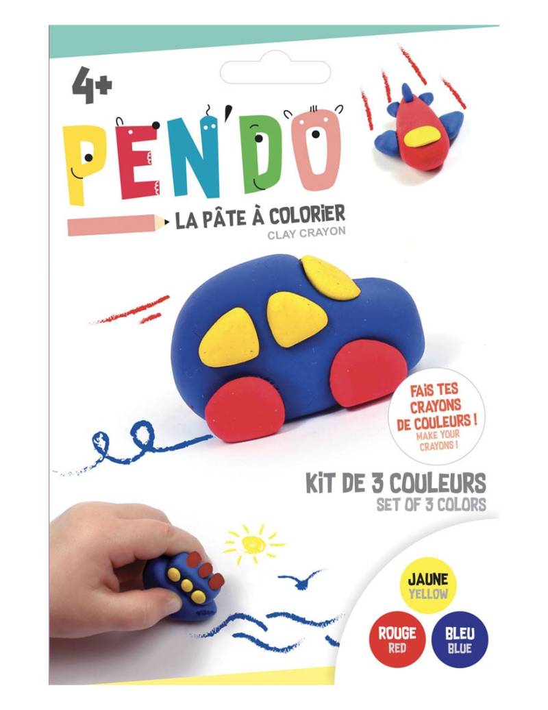 Pen'do Fahrzeug-Set Gelb Rot Blau, Knete-Stifte zum Selbermachen von GRAINES CREATIVES