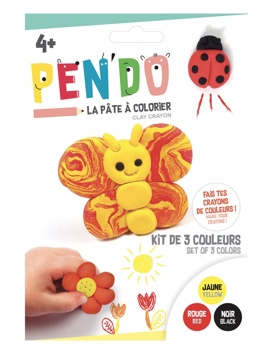 Pen'do Knetmasse Set Gelb Rot Schwarz, Stifte basteln von GRAINES CREATIVES