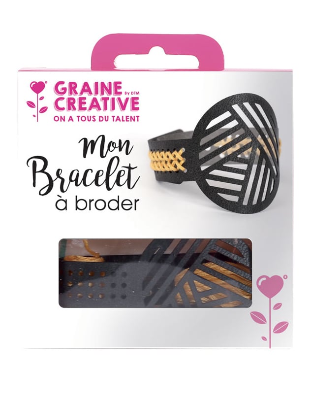 Stick-Armband DIY Set schwarzes Leder für Erwachsene von GRAINES CREATIVES