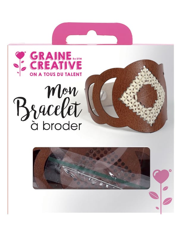 Stick-Set Armband braunes Kunstleder rund Erwachsene DIY Manschette von GRAINES CREATIVES