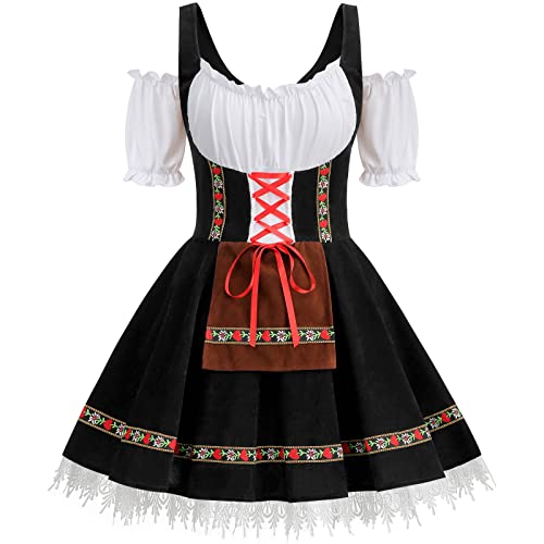GRAJTCIN Damen Oktoberfest-Kostüm, Samt, deutsches bayerisches Kleid für Halloween, Karneval, Schwarz, 3X GRAJTCIN Damen Oktoberfest-Kostüm, Samt, deutsches bayerisches Kleid für Halloween, Karneval, Schwarz, 3X von GRAJTCIN