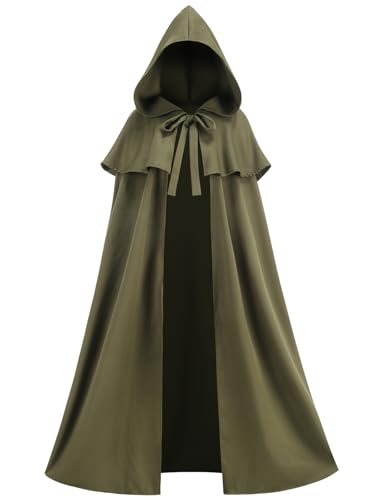 GRAJTCIN Damen Umhang mit Kapuze Renaissance Mittelalter Umhang für Erwachsene Gothic Hobbit Wikinger Halloween Kostüm, Olivgrün, 130cm / 51.2inch GRAJTCIN Damen Umhang mit Kapuze Renaissance Mittelalter Umhang für Erwachsene Gothic Hobbit Wikinger Halloween Kostüm, Olivgrün, 130cm / 51.2inch von GRAJTCIN