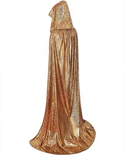 GRAJTCIN Glänzender Halloween-Umhang mit Kapuze, für Erwachsene, Karnevalskostüm, Weihnachts-Kostüm, Gold, 160cm GRAJTCIN Glänzender Halloween-Umhang mit Kapuze, für Erwachsene, Karnevalskostüm, Weihnachts-Kostüm, Gold, 160cm von GRAJTCIN