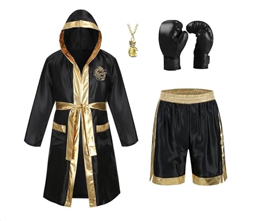 GRAJTCIN Herren-Boxkostüm, amerikanische Flagge, Box-Outfit mit 4-teiligem Halloween-Party-Kostüm, Back-Dragon 2, XL von GRAJTCIN