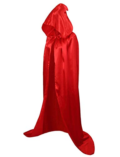 GRAJTCIN Kapuzenumhang für Erwachsene, Unisex, volle Länge, Halloween, Weihnachten, Kostüm, Party, Umhang, Größe 109,2 cm bis 170,2 cm, Rot/Ausflug, einfarbig (Getaway Solids), 150CM/59" von GRAJTCIN