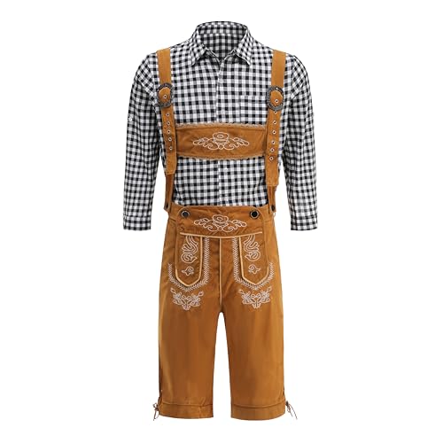 GRAJTCIN Oktoberfest Kostüme Bayerisches Deutsches Oktoberfest Outfit für Herren Schwarze Hemden und Braune Lederhose Trachtenset XXL GRAJTCIN Oktoberfest Kostüme Bayerisches Deutsches Oktoberfest Outfit für Herren Schwarze Hemden und Braune Lederhose Trachtenset XXL von GRAJTCIN