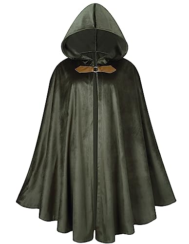 GRAJTCIN Renaissance Kapuzenumhang Samt Umhang Viktorianischer Capelet Mittelalter Hobbit Halloween Kostüm, Grün , 100 cm GRAJTCIN Renaissance Kapuzenumhang Samt Umhang Viktorianischer Capelet Mittelalter Hobbit Halloween Kostüm, Grün , 100 cm von GRAJTCIN