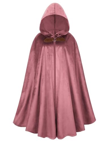 GRAJTCIN Renaissance Kapuzenumhang Samt Umhang viktorianisches Capelet Mittelalter Hobbit Halloween Kostüm, Pink, 100 cm GRAJTCIN Renaissance Kapuzenumhang Samt Umhang viktorianisches Capelet Mittelalter Hobbit Halloween Kostüm, Pink, 100 cm von GRAJTCIN