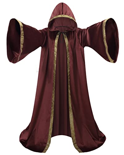 GRAJTCIN Uni Samt Zauberer Robe Zauberer Umhang Cosplay Renaissance Kostüm Halloween, Datum Rot, 150 cm GRAJTCIN Uni Samt Zauberer Robe Zauberer Umhang Cosplay Renaissance Kostüm Halloween, Datum Rot, 150 cm von GRAJTCIN