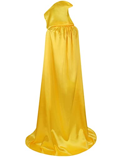 GRAJTCIN Unisex-Kapuzenumhang für Erwachsene, volle Länge, Halloween-Weihnachtskostüm, Partyumhang, Größe 109,2 cm bis 170,2 cm, gelb, 130 cm von GRAJTCIN